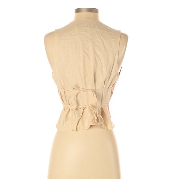 VINTAGE Emporio Armani 80's Coral and Pink Tie-Back Wool Vest Sz 40IT / US 4 - Picture 2 of 11